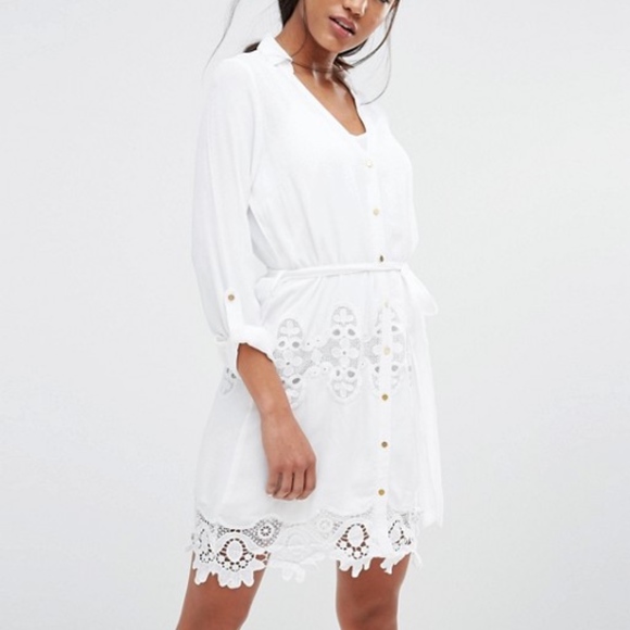 River Island Dresses & Skirts - River Island Shirt Dress with Lace Trim